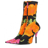 Fashion Floral Print Stiletto Heel Ankle Boot