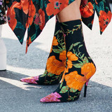 Fashion Floral Print Stiletto Heel Ankle Boot