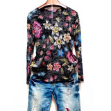 Floral print t shirt women Plus size 4XL  autumn long sleeve graphic tees modis slim tshirt