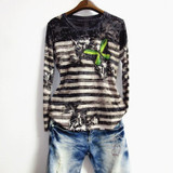 Floral print t shirt women Plus size 4XL  autumn long sleeve graphic tees modis slim tshirt