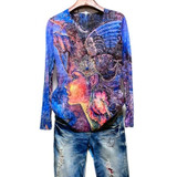 Floral print t shirt women Plus size 4XL  autumn long sleeve graphic tees modis slim tshirt