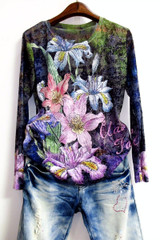 Floral print t shirt women Plus size 4XL  autumn long sleeve graphic tees modis slim tshirt