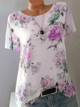 Summer Floral Print Women Blouse 5XL Plus Size Chiffon Blouses Half Sleeve