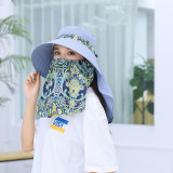 Summer Sun Hats For Women bucket hats Beach Hat Mask casual Wide Brim