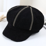 Autumn Winter Hats for Women Glass Stones Octagonal Caps Ladies Casual Woolen Hat