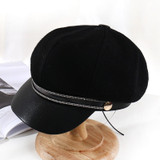 Autumn Winter Hats for Women Glass Stones Octagonal Caps Ladies Casual Woolen Hat