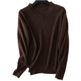 100% Merino Wool Women V-Neck Sweater Autumn Winter Warm Soft knitted Pullover 100% Merino Wool Women V-Neck Sweater Autumn Winter Warm Soft knitted Pullover