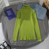 Spring Women Turtleneck Sweater Long Sleeve Casual Knitted Pullovers Thick Jumpers