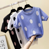 T Shirt Women Tshirt Knitted Cotton Summer Casual T-Shirt Korea Clothes Tee