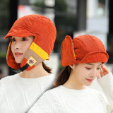 Autumn Winter Corduroy Bomber Hats Women Outdoor Warm Thicken Skiing