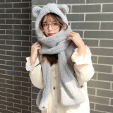 Bear Ear Beanie Hat Female Autumn Winter Warm Ear Neck Protection Thickened Cap