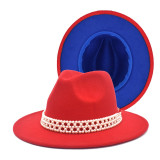 New Women's Wool Fedora Hat Men's Wide Brim Hat Shallow