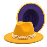 New Women's Wool Fedora Hat Men's Wide Brim Hat Shallow