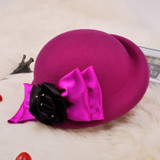 Girls Fedoras Wool Hat Female Woolen Bowtie Fascinator Hats