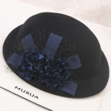 Lady Fedoras Wool Hat Female Flowers Dome Cap Winter Woolen Hats