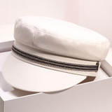 Women Flat Top Military Hat Ladies Autumn Winter Retro