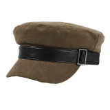 Black Retro Women Hat Autumn Winter Military Hat Female Sailor Cap Designer Brand