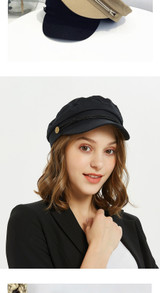 Gray striped military cap Fashion Hats for Women Flat Hats