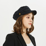 Gray striped military cap Fashion Hats for Women Flat Hats