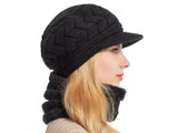 Skullies Beanies Women Knitted Hat Scarf Female Winter Hats