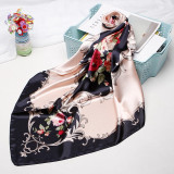 Fashion Floral Print Hair Scarf For Women Kerchief Silk Satin Hijab Scarfs