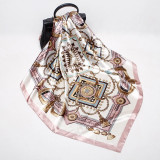Fashion Leopard Print Scarves For Women Red Silk Satin Hijab Scarf Female