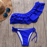 One Shoulder Swimsuit Ruffle Swimwear Women Sexy Bikinis