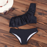 One Shoulder Swimsuit Ruffle Swimwear Women Sexy Bikinis