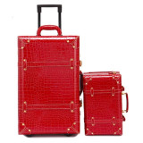 Retro Crocodile PU Leather Rolling Luggage Sets Spinner Women Password Suitcase