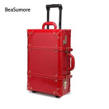 Retro Crocodile PU Leather Rolling Luggage Sets Spinner Women Password Suitcase