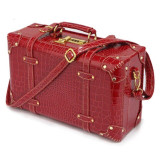 Retro Crocodile PU Leather Rolling Luggage Sets Spinner Women Password Suitcase