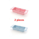 Adjustable Dish Drainer Sink Drain Basket Washing Vegetable Fruit Plastic Drying Rack