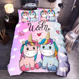 Denisroom Unicorn Duvet Cover Kids Bedding Set Boys Girls Bedspreads Comforters