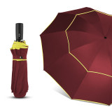 120CM Automatic Double Rain Men Women 3Folding Wind Resistant Large Umbrella