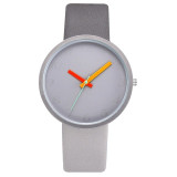Women Classy Gray Contrast Leather Wrist Watch