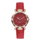 Casual Women Romantic Starry Sky Wrist Watch Leather Rhinestone Designer Ladies
