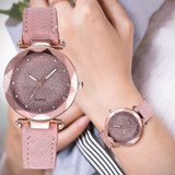 Casual Women Romantic Starry Sky Wrist Watch Leather Rhinestone Designer Ladies