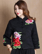 Autumn Chinese Female cotton linen Tang Suit style Tops Vintage embroidered flower Women blouse Traditional Chinese Clothes top Autumn Chinese Female cotton linen Tang Suit style Tops Vintage embroidered flower Women blouse Traditional Chinese Clothes top