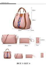 Fashion Women's Handbags 4 Pcs/set Composite Bags Handbag Women Shoulder Bags Female Totes Large Capacity Women's Crossbody Bags