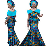 Free headtie Africa Sets for Women Dashiki Plus Size Africa Clothes Bazin Short Sleeve Traditional African Clothing WY3113 Free headtie Africa Sets for Women Dashiki Plus Size Africa Clothes Bazin Short Sleeve Traditional African Clothing WY3113
