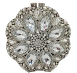 Double Flower Champange Women Crystal Round Clutch Purses Evening Bags Wedding Cocktail Party Minaudiere Handbags