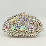 Boutique De FGG Hollow Out Diamond Flower Clutch Women Evening Bags Minaudiere Purses and Handbags Wedding Cocktail Crystal Bag