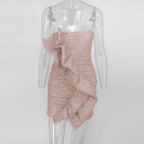 Tobinoone ruffle sequin dress sexy short bodycon Women off shoulder mini dress elegant Female fashion party club dress vestidos Tobinoone ruffle sequin dress sexy short bodycon Women off shoulder mini dress elegant Female fashion party club dress vestidos