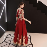 Dark Red Party Evening Long Cheongsam Retro Slim Dress Marriage Gown Chinese Style Wedding Qipao Lady Clothes Vestido XS-XXXL Dark Red Party Evening Long Cheongsam Retro Slim Dress Marriage Gown Chinese Style Wedding Qipao Lady Clothes Vestido XS-XXXL