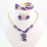 Fashion High Quality Nigerian Wedding African Beads Jewelry Sets Blue Crystal Dubai Gold Color Big Jewelry Sets Costume Fashion High Quality Nigerian Wedding African Beads Jewelry Sets Blue Crystal Dubai Gold Color Big Jewelry Sets Costume
