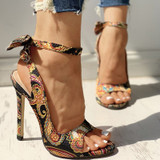 Summer Women Thin High Heels Pumps 10CM Fish Mouth Bow Not Woman Hollow Out Cross-tied Pumps Party Wedding Shoes
