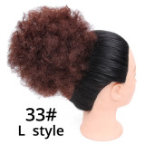 African Afro Bun Short Kinky Curly Wrap Drawstring Puff Ponytail Bun Extension Synthetic Hair