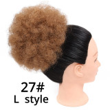 African Afro Bun Short Kinky Curly Wrap Drawstring Puff Ponytail Bun Extension Synthetic Hair