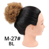 African Afro Bun Short Kinky Curly Wrap Drawstring Puff Ponytail Bun Extension Synthetic Hair