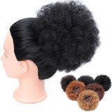 African Afro Bun Short Kinky Curly Wrap Drawstring Puff Ponytail Bun Extension Synthetic Hair